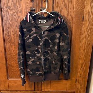 Men's Black & dark green Camo Zip Hoodie